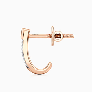 Boucles d'oreilles clous élégantes en diamant de laboratoire linéaire pour femme, design contemporain bicolore, or 10K 14K 18K et argent 925 935, bijou raffiné - Product Image 4
