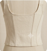 Vestido Corset de Mezclilla con Parches, Cierre Frontal, Sin Mangas, Estilo Casual para Boutique de Ropa Urbana
