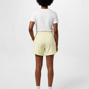 Shorts en molleton taille haute pour femme OEM, jaune uni, décontracté, taille élastique, coupe ample, 100 % coton, tissu tricoté respirant, séchage rapide - Product Image 3