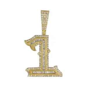 Colgante de Plata de Ley 925 con Moissanita Número 1, Corte Baguette y Redondo Brillante, Engastado en Bisel, para Fiesta - Product Image 2