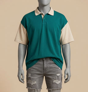 Polo en maille à manches longues pour homme, 100 % coton, personnalisé OEM, style streetwear, pull imprimé décontracté, coupe ample - Product Image 2