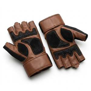Premium Leather Weightlifting <b>Gloves</b> Palm Grip Wrist Support for Gym <b>Training</b> Heavy Duty Unisex Custom Logo - Product Image 4