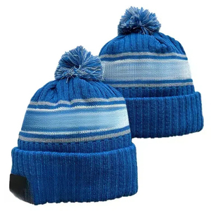 Unisex Winter Knitted Beanie <b>Hat</b> With <b>Pom</b> <b>Pom</b> Striped Fold Cuff Casual Outdoor Skull Cap - Product Image 6