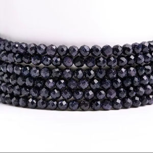 Cuentas sueltas redondas facetadas de piedra preciosa azul cielo nocturno para hacer joyas, pulseras, collares, manualidades DIY - Product Image 1