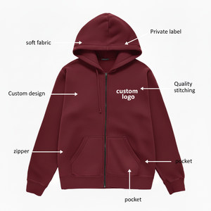 Men Street Wear Hoodie <b>Zipper</b> <b>Jacket</b> High Quality Custom Made Embroidery Patch Work 100% Cotton Sweet Oversized Hooded - Product Image 6