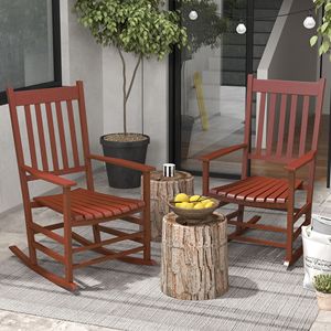 Set di 2 Sedie a Dondolo da Esterno con Curve Delicate, Dondoli da Giardino in Legno ad Alta Densità per Prato, Giardino e Portico, Mobili per Uso Esterno - Product Image 2