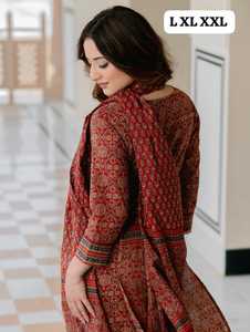 Conjunto de Traje de 3 Piezas con Estampado Floral de Algodón 100% Puro de Primera Calidad para Mujer |   Kurta Hecha a Mano con Bolsillo, Pantalón Estampado a Juego y Dupatta - Product Image 5
