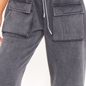 กางเกงลำลองผู้หญิงทรงหลวมเอวต่ำสีพื้นแบบย้อมสีสไตล์สตรีทแวร์โอเวอร์ไซส์พร้อมเชือกผูกเอวสำหรับฤดูหนาวปี 2026 - Product Image 4