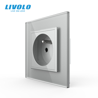 Livolo Soket Daya Dinding Tipe EU Prancis Panel Kaca Kristal Stopkontak Dinding 16A