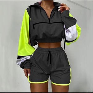 Womens Color Block Windbreaker Set 2 Piece Set Tracksuit in Customized Color for <b>Workout</b> & Casual Wear - Product Image 5
