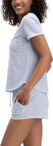 High Stretchable Short Sleeve Women's Casual & loungewear <b>Twin</b> <b>Set</b> Good Quality V-Neck Short Sleeve T-Shirts & Shorts <b>Sets</b> - Product Image 4
