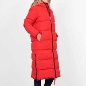 Abrigo Acolchado Largo de Algodón para Mujer con Capucha, Manga Larga, Cierre de Cremallera, de Alta Calidad, con Logotipo Personalizado, Tendencia Actual - Product Image 4