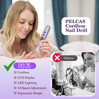 Professionele Elektrische Nagelverzorgingsset Laag Geluidsniveau USB 45000rpm Vijl Nagelboormachine Met LED-Licht en Stofkap