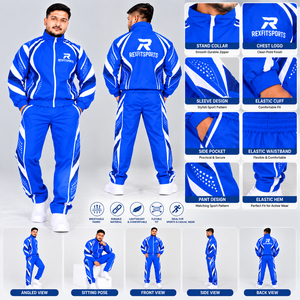 ชุดวอร์มไนลอนผู้ชายแบบกำหนดเองจากโรงงาน เสื้อแจ็คเก็ตกันลม กางเกงจ็อกเกอร์ ชุดกีฬา 2 ชิ้น ขายส่ง รับผลิตโลโก้ตามสั่ง - Product Image 6