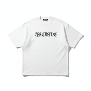 Archive White Oversized T-Shirt Men's O-Neck Regular <b>Sleeve</b> Casual 100% Cotton Jersey Fit Anti-Pilling Anti-Wrinkle 220g Street - Product Image 1