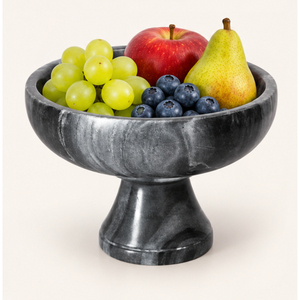 Moderna y Lujosa Cuenco de Mármol Negro con Pedestal, Frutero de Piedra Natural con Base, Centro de Mesa Decorativo Hecho a Mano para el Hogar - Product Image 6