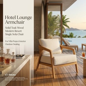 Hotel Lounge Armchair Solid Teak Wood Modern Resort Single <b>Sofa</b> Chair For Villa Project Interior <b>Outdoor</b> Contract Export Custom - Product Image 1