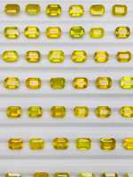 Saphir Jaune de Madagascar Taille Émeraude 7x5mm 100 carats Traité Thermiquement Pierre Précieuse Naturelle en Vrac pour la Fabrication de Bijoux Certifié IGI