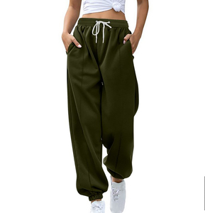 Pantalon de survêtement en polaire rose pour femme, taille mi-haute élastique, coupe décontractée, longueur intégrale, couleur unie, style hip-hop, idéal pour l'hiver - Product Image 6