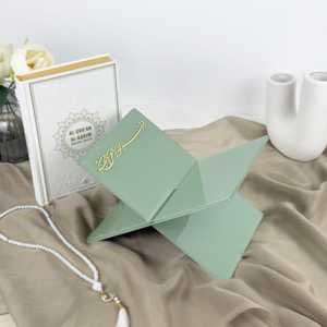 Green Foldable resin Book <b>Stand</b> With Arabic Engraving Minimalist Design For <b>Quran</b> Or Bible Reading Support - Product Image 4