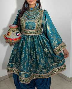 Custom Made Embroidery Lace Cashmere Chiffon Plain Dyed Woman Afghani Pashtun Balochi Vintage <b>Maxi</b> Long Frock <b>Dress</b> Breathable - Product Image 3