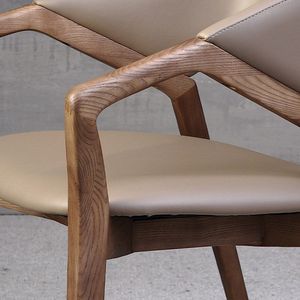 Silla de Comedor Moderna Tapizada en Madera Maciza, Silla de Brazos Contemporánea de Lujo para Muebles de Hotel, Restaurante y Cafetería - Product Image 3