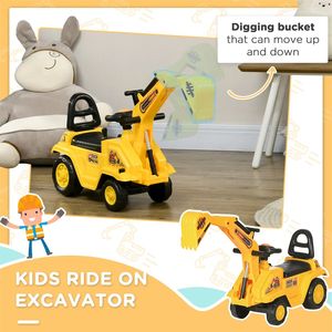 Escavatore Cavalcabile 2-in-1 con Carrello e Clacson Giocattolo per Bambini - Product Image 6