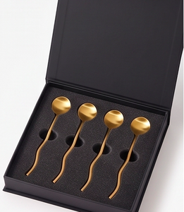 <b>Gold</b> Plated Tea <b>Spoons</b> With Long Wavy Handle Minimalist Design Mirror Polish Creative Party Utensils - Product Image 6
