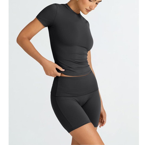 Hot Sale <b>Sexy</b> Club Crop Top Shorts <b>Sets</b> Women Summer Solid <b>Sets</b> Sleeveless Crop Top knitted two Pieces <b>Set</b> - Product Image 3