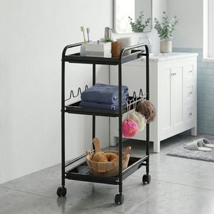 Calidad OEM eBay Organizador fabricante de fábrica almacenamiento en el hogar 3 niveles cesta de Metal PP bandeja baño Rolling Utility Tool Cart - Product Image 1