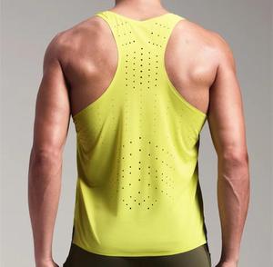Men's Neon <b>Yellow</b> Breathable Knitted <b>Tank</b> <b>Top</b> O-Neck Dot Pattern Sporty Sleeveless Muscle Fit - Product Image 6