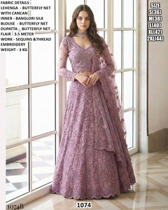 Lehenga Eshaal Morado, Largo Hasta el Suelo, con Protección Solar y de Secado Rápido para Bodas/Fiestas - Product Image 4