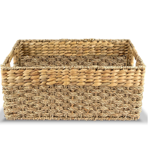 ISLA Seagrass & Hyacinth Mix Rect <b>Large</b> <b>Storage</b> <b>Basket</b> Versatile Organizer Bin with Cutout Handles For Shelf Closet Cabinet OEM - Product Image 5