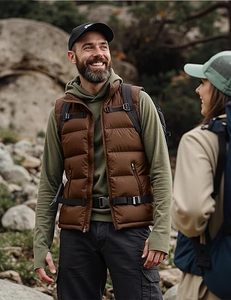 Gilet matelassé unisexe décontracté, écologique, coupe-vent, léger, chaud, sans manches, entièrement zippé, col montant, pour l'hiver - Product Image 5