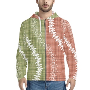 Sweat à capuche zippé pour homme, motif à carreaux, impression par sublimation, polyester respirant, vêtement décontracté pour l'automne - Product Image 1