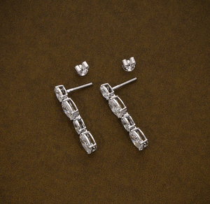 Pendientes de lujo de plata 925 con diamantes de laboratorio para mujer, corte brillante, color E, VVS1 - Product Image 3