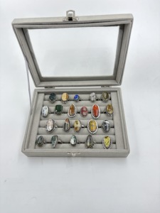 Lot de bagues en laiton avec pierres précieuses assorties, sertissage clos, pierres naturelles mélangées, bijoux de mode, fabricant en gros - Product Image 5