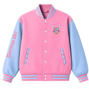 เสื้อแจ็คเก็ตวาร์ซิตี้ Gamma Phi Delta Sorority สีน้ำเงินชมพู ปักลายตัวอักษรกรีก สไตล์วิทยาลัย แบบเบสบอล สวยงามสำหรับผู้หญิง - Product Image 4