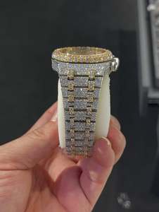 Reloj Mecánico Iced Moissanite con Esfera de Acero Inoxidable, Cristal de Zafiro Analógico, Cronógrafo de Lujo, Unisex, con Cierre de Pulsera Personalizado - Product Image 3