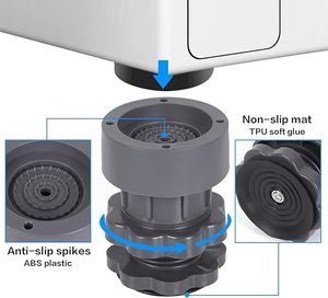 Base de machine à laver réglable en plastique, avec patins réglables, support fixe à roulettes, surélevée, antidérapante et antichoc - Product Image 4