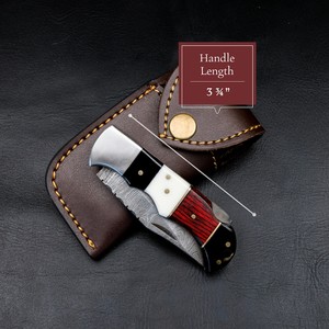 Factory Direct Wholesale Damascus Steel Drop Point Hunting <b>Knife</b> With Wooden <b>Handle</b> Foldable Pocket <b>Knife</b> OEM Customizable - Product Image 5