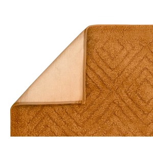 Modern Geometric Cotton Bath <b>Mat</b> Set 2 Piece Non <b>Slip</b> Rectangle with Embossed Pattern for Home Use - Product Image 6
