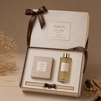 Set Hadiah Lilin Aromaterapi Kaca Embos Mewah AIKUN Dengan Kotak Pita Untuk Grosir Hotel