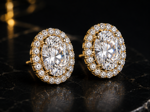 Pendientes de Diamante Ovalado Cultivado en Laboratorio con Halo, Chapados en Rodio, Certificados por IGI, Joyería de Moda para Bodas - Product Image 4