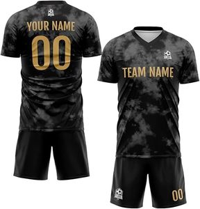 Conjunto de Camiseta de Fútbol Personalizada para Hombre, Degradado Negro Sublimado, Cuello en V, Absorbe la Humedad, Manga Corta, Ajuste Atlético, para Todas las Temporadas - Product Image 3