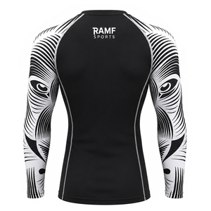 เสื้อรัดกล้ามเนื้อพิมพ์ลายทั้งตัวสำหรับ MMA BJJ แห้งเร็ว ทรงเข้ารูป ผลิตจากโพลีเอสเตอร์ แขนสั้น เหมาะสำหรับออกกำลังกายสำหรับผู้ชาย - Product Image 4