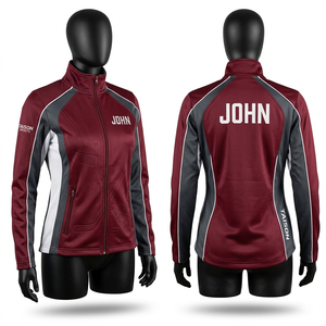 Sweat-shirt d'entraînement de hockey sur glace pour femmes, tissu polaire polyester premium 300 GSM, design à empiècements bordeaux, crème et noir, logo personnalisé par sublimation - Product Image 5