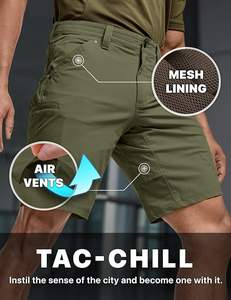 Shorts utilitaires extensibles pour hommes, shorts décontractés légers à séchage rapide, shorts cargo de randonnée et de golf avec poches zippées - Product Image 5