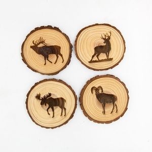 Luxury Wooden Coaster Set Round Natural <b>Wood</b> <b>Slices</b> Heat Resistant Modern Eco-Friendly Reusable Table Mats Pads - Product Image 5