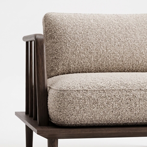 Sillón de Diseño Escandinavo de Una Plaza, Tapizado en Tela, Cojín de Espuma, Brazos Curvos, Forma Cuadrada, Estructura de Madera Maciza, para Sala de Estar - Product Image 3
